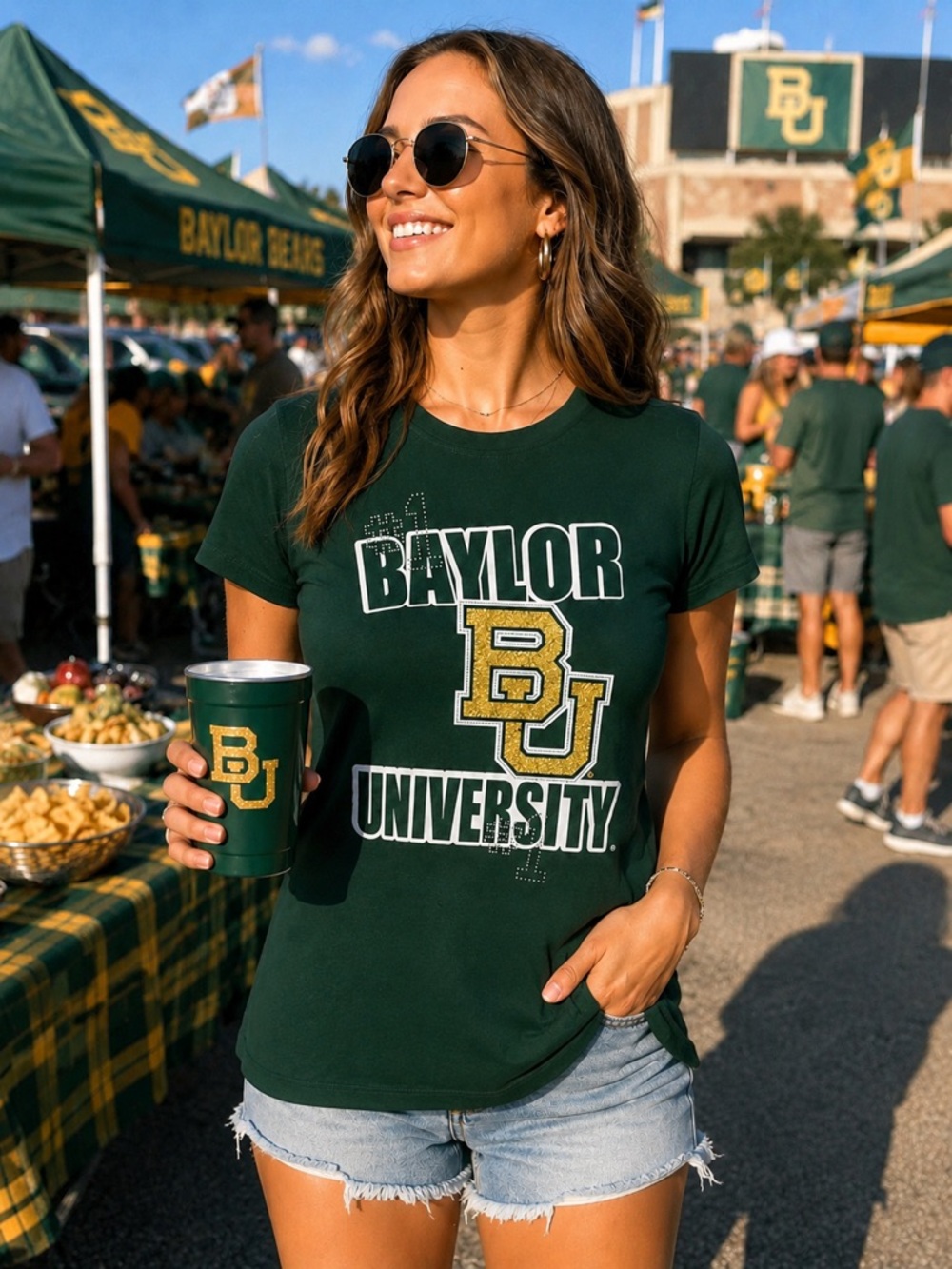 Campus Couture Baylor University Rhinestone Game Day Tee | NWT